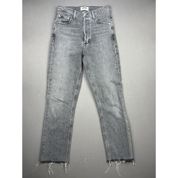 Agolde Denim - Agolde Juniors 24 Distressed Grey Button Fly Denim Jeans